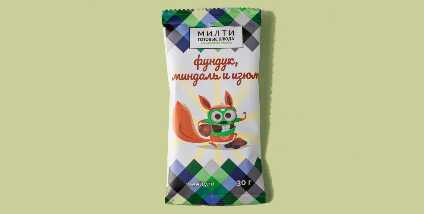 Милти:  Смесь фундука, миндаля и изюма