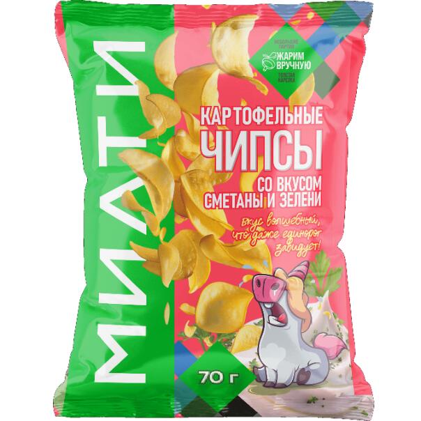 Милти: Картофельные чипсы со вкусом сметаны и зелени 70 г