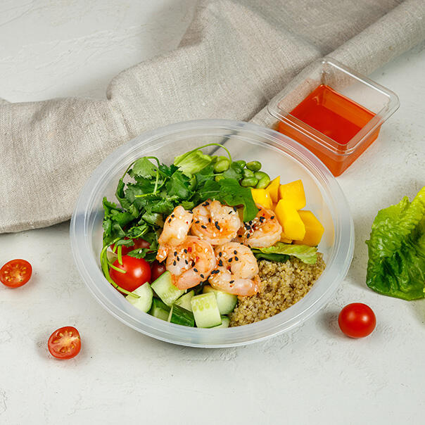 Милти: Зеленый боул с креветками и киноа