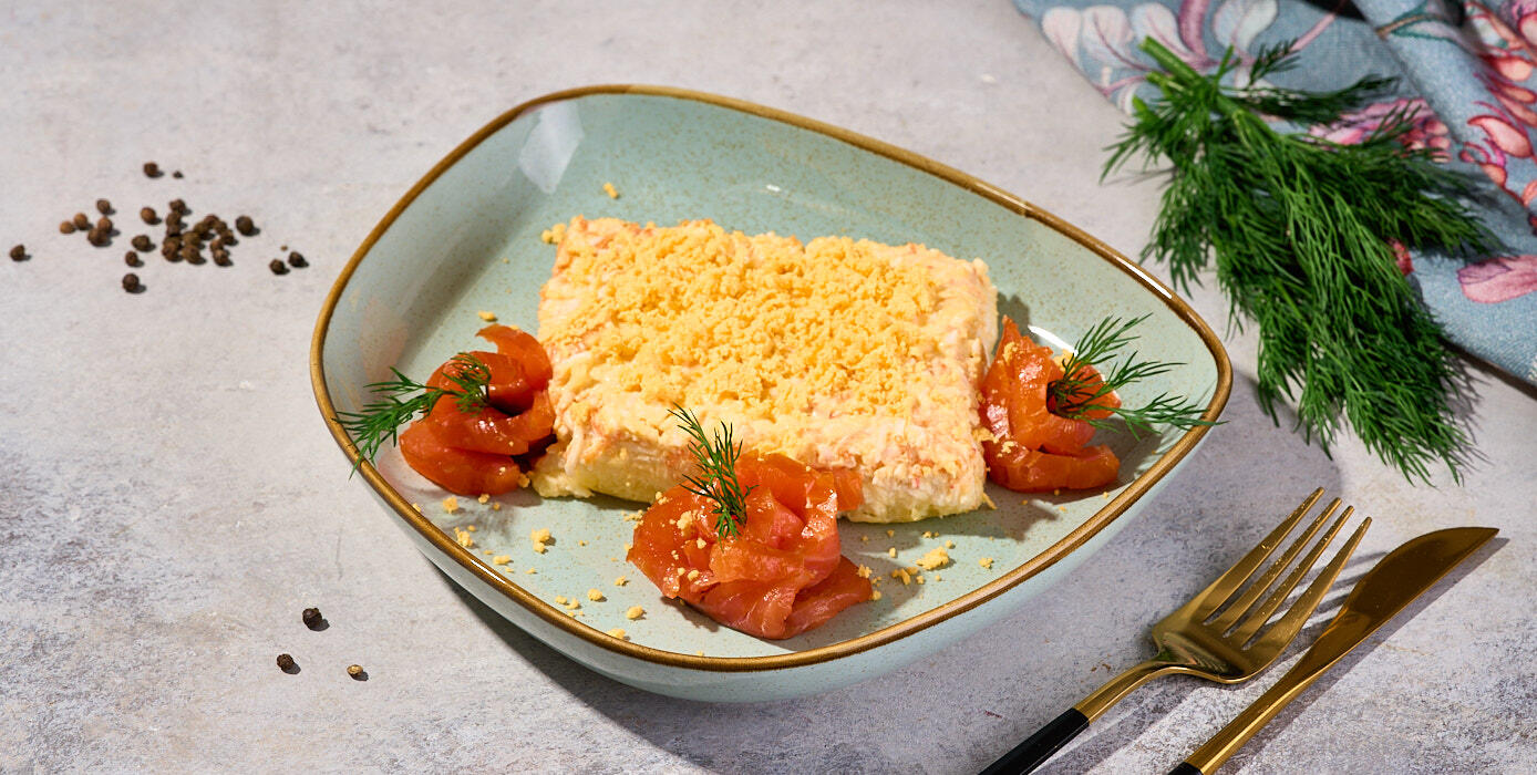 Милти: Салат «Мимоза» с копченой форелью