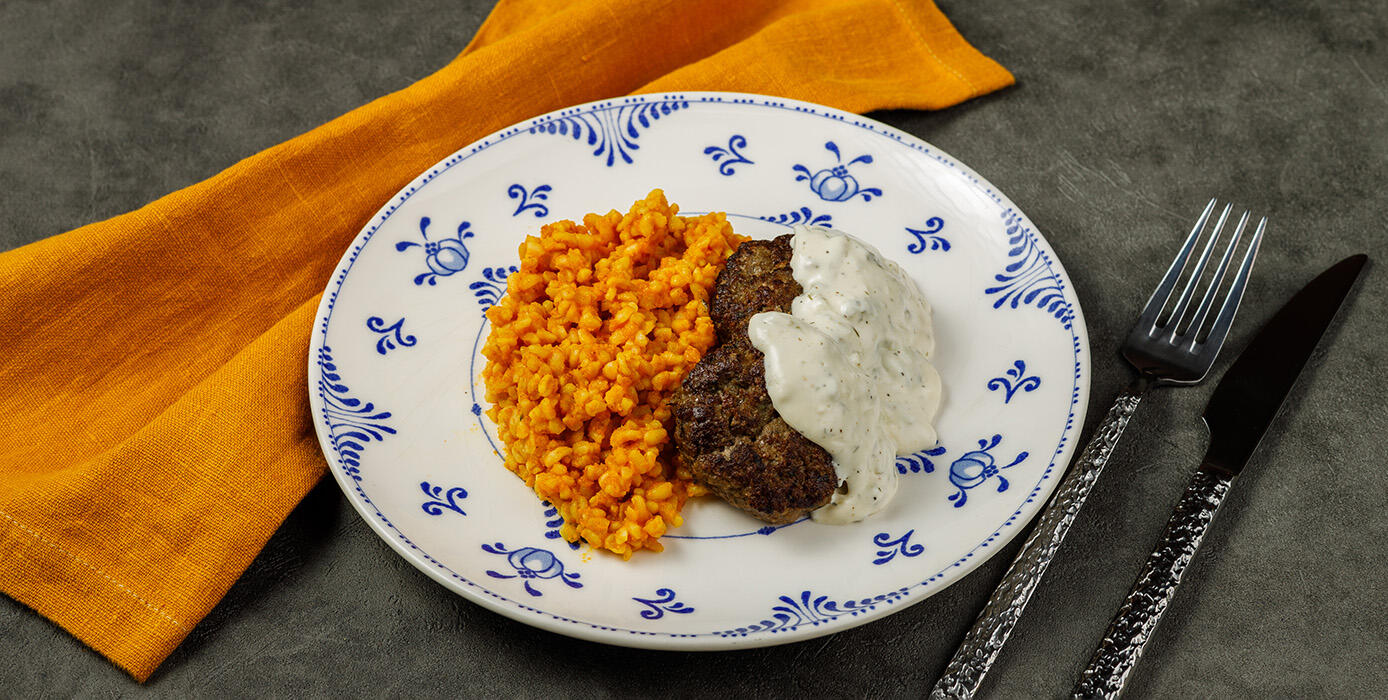 Милти: Кефте из баранины и говядины с булгуром в морковном карри