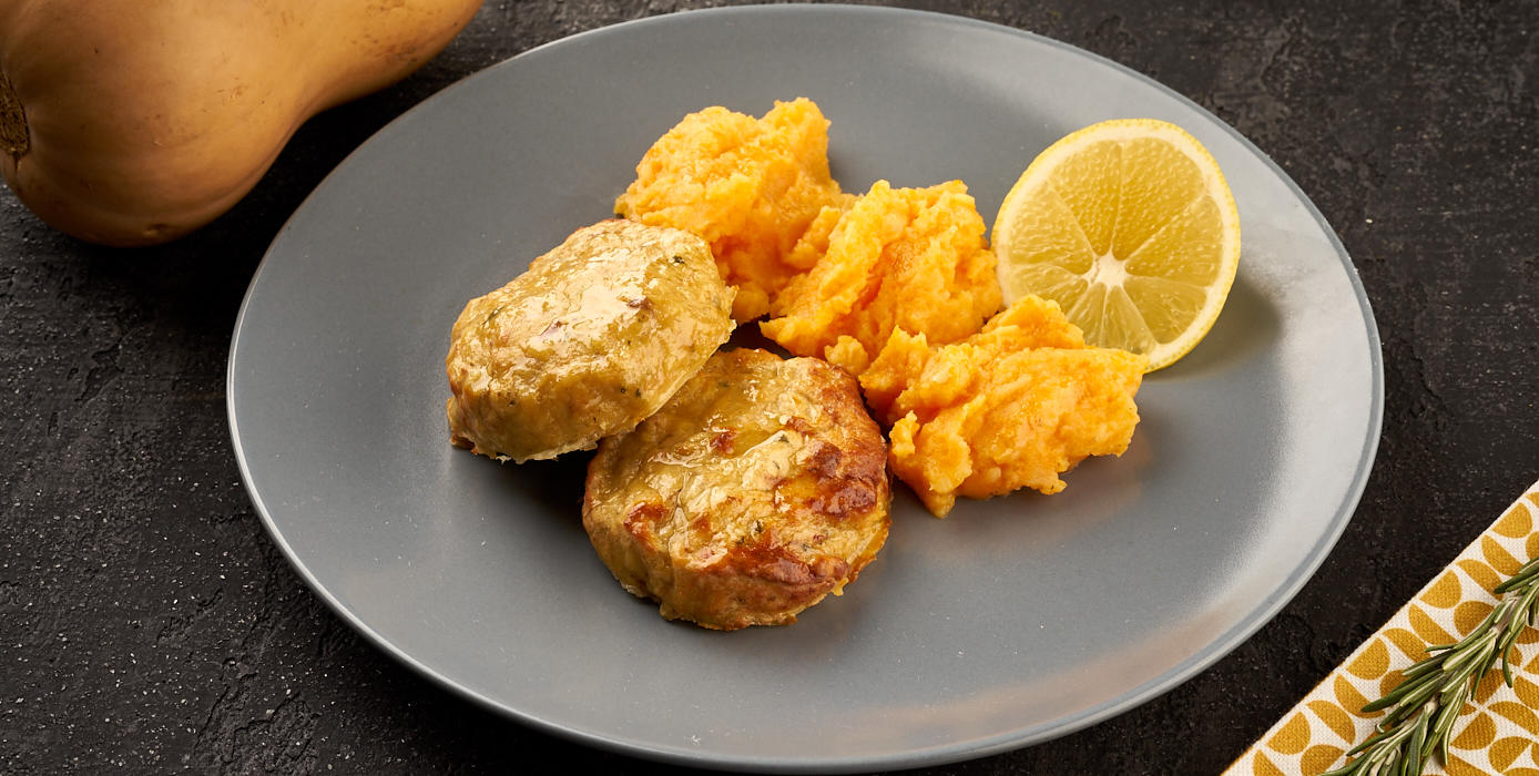 Милти: Рыбные котлетки с тыквенно-картофельным пюре